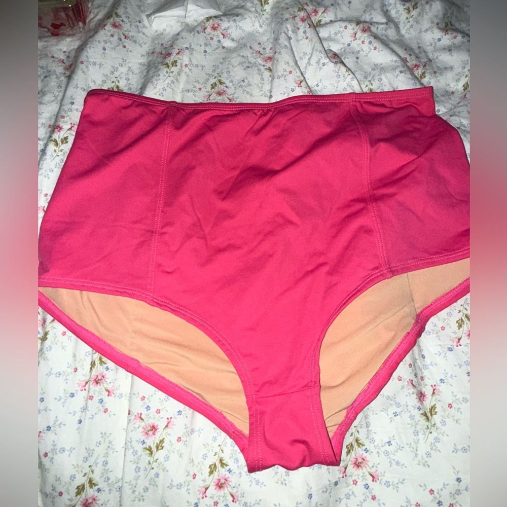 High-Waist Women's swim Briefs in Bright Pink size L jcrew NWOT